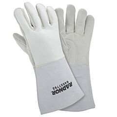Radnor 64057792 14" Gray Premium Grain Elkskin Foam Lined Welders Gloves, Size Medium