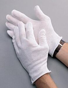 Radnor 64057215 White Cleanteam Heavy Weight Cotton Inspection Gloveswith Unhemmed Cuff, Size Large