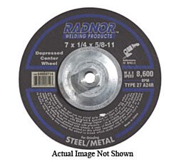 Radnor 64000717 7" X 1/8" X 7/8" A24R Aluminum Oxide Type 27 Depressed Center Cut Off Wheel For Use With Right Angle Grinder On Metal And Steel