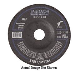 Radnor 64000710 5" X 1/4" X 5/8" - 11 A24R Aluminum Oxide Type 27 Depressed Center Grinding Wheel For Use With Right Angle Grinder On Metal And Steel