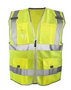 Occunomix Lux-Ssfullz Dual Stripe Surveyor Vest W/Zipper, Solid, Yellow, Class 2