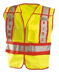 Occunomix Lux-Psf Public Safety Two Tone Vest W/Hook & Loop, Fire, Solid, Yellow/Red