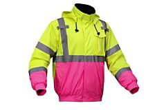 Gss Safety 8018 Unisex Bomber Jacket, Class 3, Lime With Pink Bottom, Size 2X/3X-Large