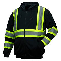 Pyramex Rszh34 Series Premium Black Sweatshirt, Class 1, Zipper, Size Large