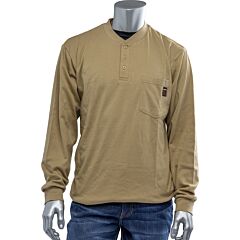 Pip 385-Frhn-(Tn)-2X Cat 2 Ar/Fr Long Sleeve Henley, Tan, Size 2X-Large