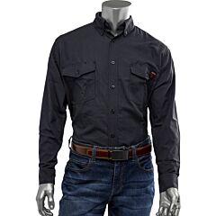 Pip 385-Frrs-Nv/M Cat 2 Ar/Fr Dual Certified Ripstop Long Sleeve Workshirt, 9Cal/Cm2, Navy, Size Medium
