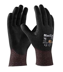 Maxicut® Ultra™ 44-6745F/Xs Seamless Knit Engineered Yarn, Nitrile Coated Microfoam Grip On Palm & Fingers, Touchscreen, Black, Size X-Small