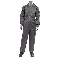 Pip 9100-2000E Cat 2 Ar/Fr Dual Certified Economy Coverall With Zipper Closure, 9 Cal/Cm2, Gray, Size Medium