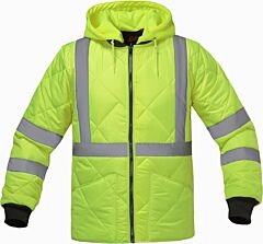 Gss Safety 8031 Diamond Hooded Quilt-Lined Parka, Class 3, Lime, Size 2X-Large
