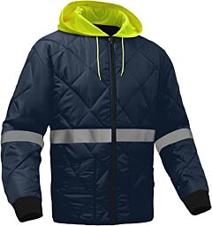 Gss Safety 8032 Diamond Hooded Quilt-Lined Parka, Non-Ansi, Navy, Size Large