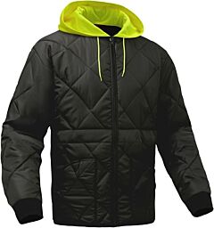 Gss Safety 8033 Diamond Hooded Quilt-Lined Parka, Non-Ansi, Black, Size 3X-Large