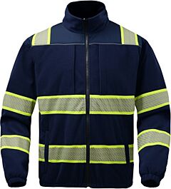 Gss Safety 7552 Onyx Full Zip Fleece Hoodie W/Reflective Tape, Non-Ansi, Navy, Size Large
