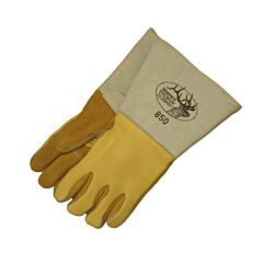 Stanco 850-L Gloves, Reverse Grain Gold Elkskin, Unlined Palm, Insulated Back, Thumbstrap & Pulltab, Size Large