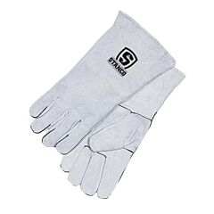 Stanco 2025 Quality Pearl Gray Welding Glove With Black Welting, Made From Standard Split Cowhide. Has Wing Thumb And Cotton-Fleece Lining. Size Large