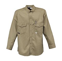 Stanco Frcn412Tn-S 7Oz. Deluxe Button-Down Collar Shirt, 88% Fr Cotton/ 12% Nylon, 2-Pocket, Color: Tan