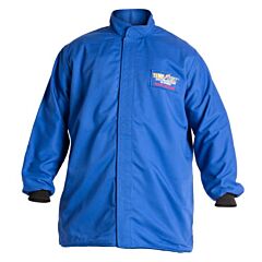 Stanco Tt40635-L Temp Test Electrical Arc Flash 35” Coat, 1-Ply 9 Oz & 1-Ply 13 Oz Royal Blue Fr Cotton/Nylon, Knit Cuffs, 2" Velcro Front Closure, Stand Up Collar, Atpv 40.0,Cat4 , Large