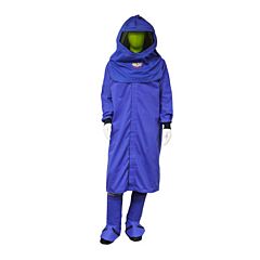Stanco Tt40650-4Xl Temp Test Electrical Arc Flash 50” Coat, 1-Ply 9 Oz & 1-Ply 13 Oz Royal Blue Fr Cotton/Nylon, Knit Cuffs, 2" Velcro Front Closure, Stand Up Collar, Atpv 40.0, Cat4, 4X-Large