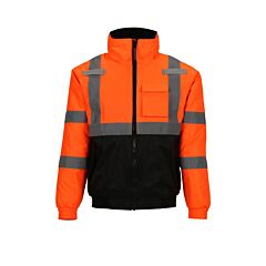 Tingley J26119 Bomber Ii Class 3 Jacket, Elastic Waist And Cuffs, Roll-A-Way Hood In Collar, Orange/Black