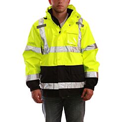 Tingley J24172 Icon 3.1 Class 3 Jacket Shell, Elastic Cuffs, Hood In Collar, Black Fleece Liner With Zipper, Lime/Black