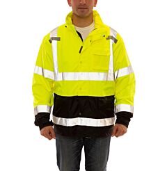 Tingley J27122 Icon Lte Class 3 Jacket, Elastic Cuffs, Hood In Collar, Attachment Points For Liners, Lime/Black