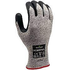 Showa Xc800 Cut Resistant 13-Gauge Hppe With Steel, Embossed Microporous Foam Nitrile Coated Gloves, Ansi A5 Cut Level, Size Medium