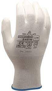 Showa Duracoil 546W Cut Resistant Gloves, White Reinforced Polyurethane Foam Palm Coating, Ansi A3, Size Small