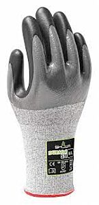 Showa Duracoil 576 Cut Resistant Gloves, 3/4 Nitrile Gray Undercoating With Black Foamed Palm Coating, Ansi A3, Size Large