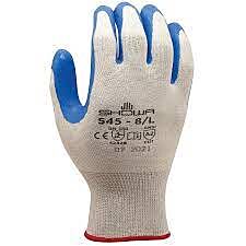 Showa 545 Cut Resistant Gloves Nitrile Palm Coating, Hppe, Gray With Blue Coating, Textured Finish, Ansi A2, Size Large