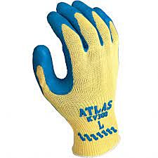 Showa Atlas Kv300 Cut Resistant Gloves, Natural Rubber Palm Coating, Yellow/Blue Coating, Kevlar Liner, Ansi A3, Size Small