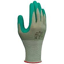 Showa 383 Biodegradable General Purpose Gloves, Microporous Nitrile Palm Coated, Green, 13 Gauge Seamless, Knitted Liner, Size Medium