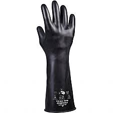 Showa 879 Chemical Resistant Unsupported Butyl Gloves, 14" Length, 25-Mil, Black, Smooth Finish, Rolled Cuff, Size X-Large
