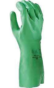 Showa 731 Biodegradable Nitrile Gloves, 15-Mil, Green, Bisque Finish, Flocklined, Size 2X-Large