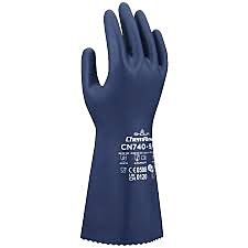 Showa Cn740 Biodegradable, Chemical Resistant, Unsupported Nitrile Gloves, 13" Length, 15-Mil, Flocking, Wave Pattern Grip, Size Large