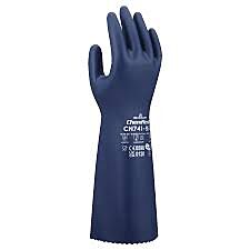 Showa Cn741 Biodegradable, Chemical Resistant, Unsupported Nitrile Gloves, 15" Length, 15-Mil, Flocking, Wave Pattern Grip, Size Small
