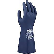 Showa Cn750 Biodegradable, Chemical Resistant, Unsupported Nitrile Gloves, 13" Length, 18-Mil, Flocking, Wave Pattern Grip, Size Large