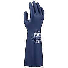 Showa Cn751 Biodegradable, Chemical Resistant, Unsupported Nitrile Gloves, 15" Length, 18-Mil, Flocking, Wave Pattern Grip, Size Small