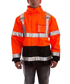 Tingley J24129 Icon Type R Class 3 Jacket, Elastic Cuffs, Hood In Collar, Attachment Points For Liners, Orange/Black