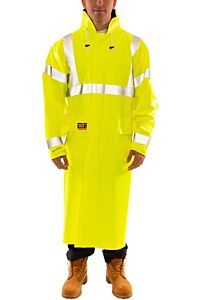 Tingley C44122 Eclipse Class 3 Arc Flash Fr Coat, 48", Attached Hood In Collar, Storm Fly Front With Zipper, Lime