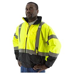 Majestic 75-1311 Bomber Jacket Class 3 Lined Hi-Viz Yellow Black Front