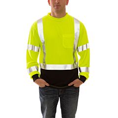 Tingley S75622 Class 3 Long Sleeve T-Shirt, Yellow With Black Bottom