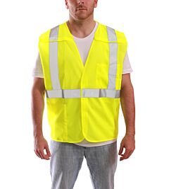 Tingley V70522 Job Sight Class 2 Safety Vest, Mesh, 5 Point Breakaway, Lime