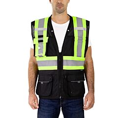 Tingley V73843C Type O Class 1 Vest, Csa Z96 Class 1 Level 2, Black, 600D Oxford/Mesh, Zipper Closure, 13 Pockets, Two-Tone Silver Reflective Tape