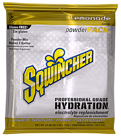 Sqwincher 016403 Sqwincher Regular Powder Packs, 47.66 Oz Pack, 5 Gal Yield, Lemonade, 1/Case Of 16 Packs