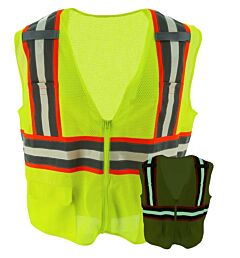 Majestic 75-3259 Hi-Viz Mesh Glow Vest, Zipper Closure, Yellow, Ansi 2