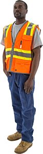 Majestic 75-3226 Hi-Viz Vest W Dot Striping And D-Ring Pass, Class 2