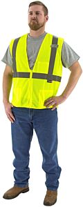 Majestic 75-3201 Mesh Vest Zipper Class 2 Hi-Viz Yellow