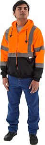 Majestic 75-5326 Fleece Jacket With Hood, Class 3 Hi-Viz Orange/Black