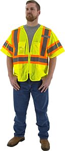 Majestic 75-3305 Hi-Viz Mesh Breakaway Vest W Dot Striping, Class 3