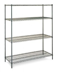 Olympic J1424-54K 14" Deep 4 Shelf Starter Units, Green Epoxy Wire Shelving, 14" X 24" X 54" H