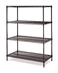 Olympic J1424-74B 14" Deep 4 Shelf Starter Units, Black Wire Shelving, 14" X 24" X 74" H